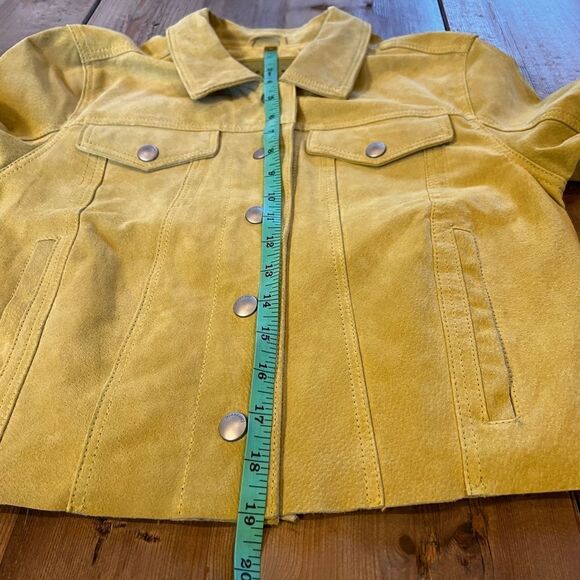 Anthropologie Blank NYC Chartreuse  Leather Cropped Jacket Size Medium - Picture 15 of 15